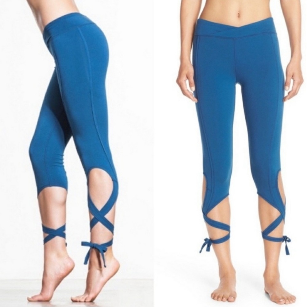 Free People Movement Women’s Movement Turnout Wrap Tie Leggings Teal Blue Sz XS